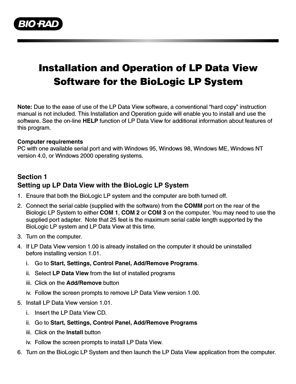LP Data View Software for BioLogic LP System