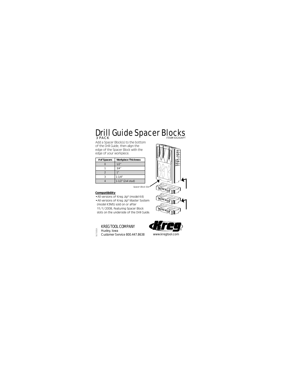 KDGADAPT Drill Guide Spacer Blocks