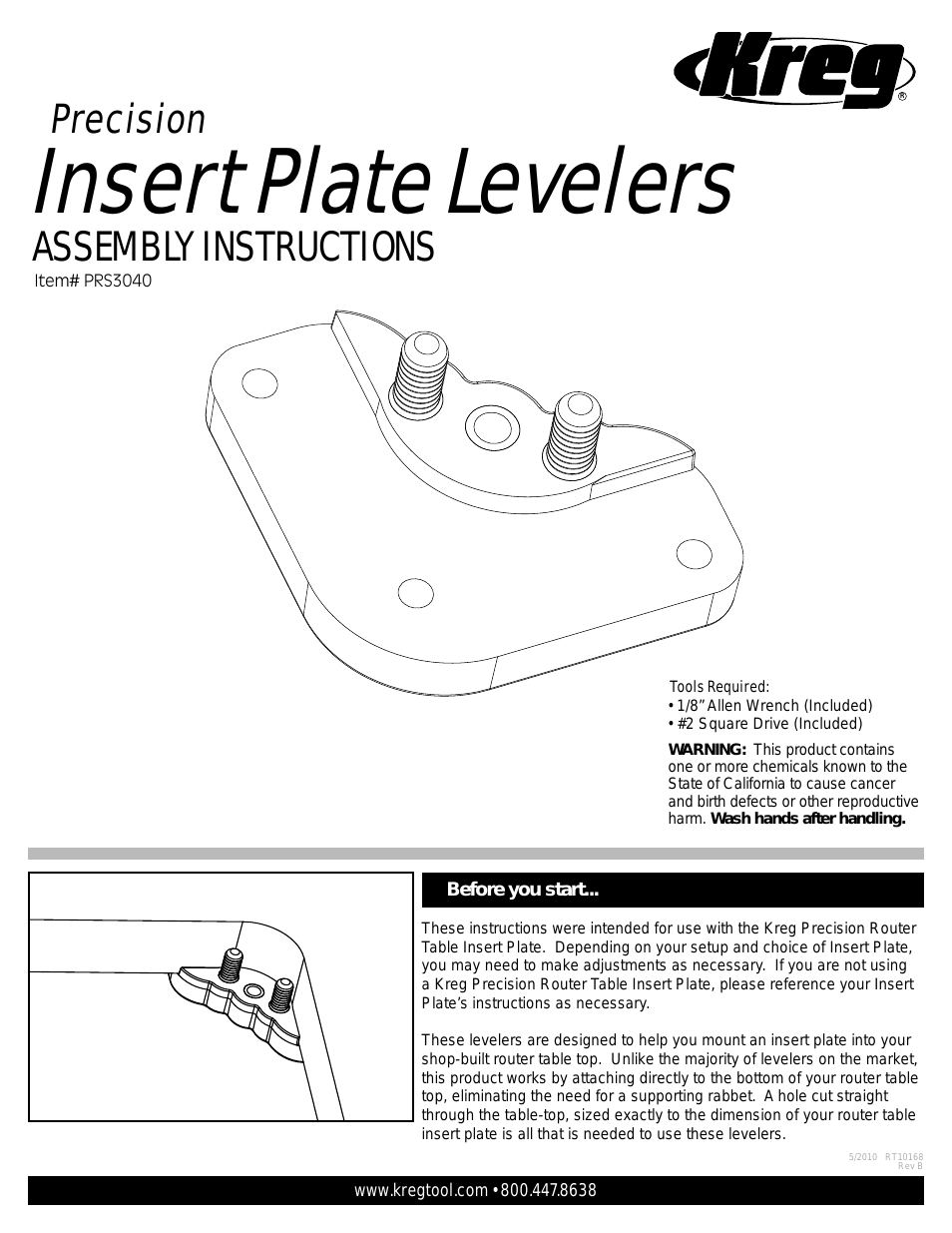 PRS3040 Precision Router Table Insert Plate Levelers