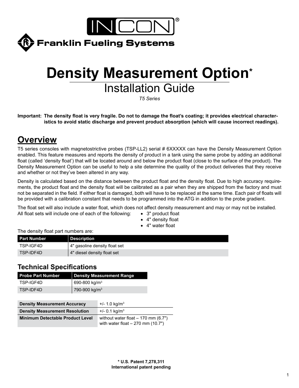 T5 Series Density Measurement Option Installation