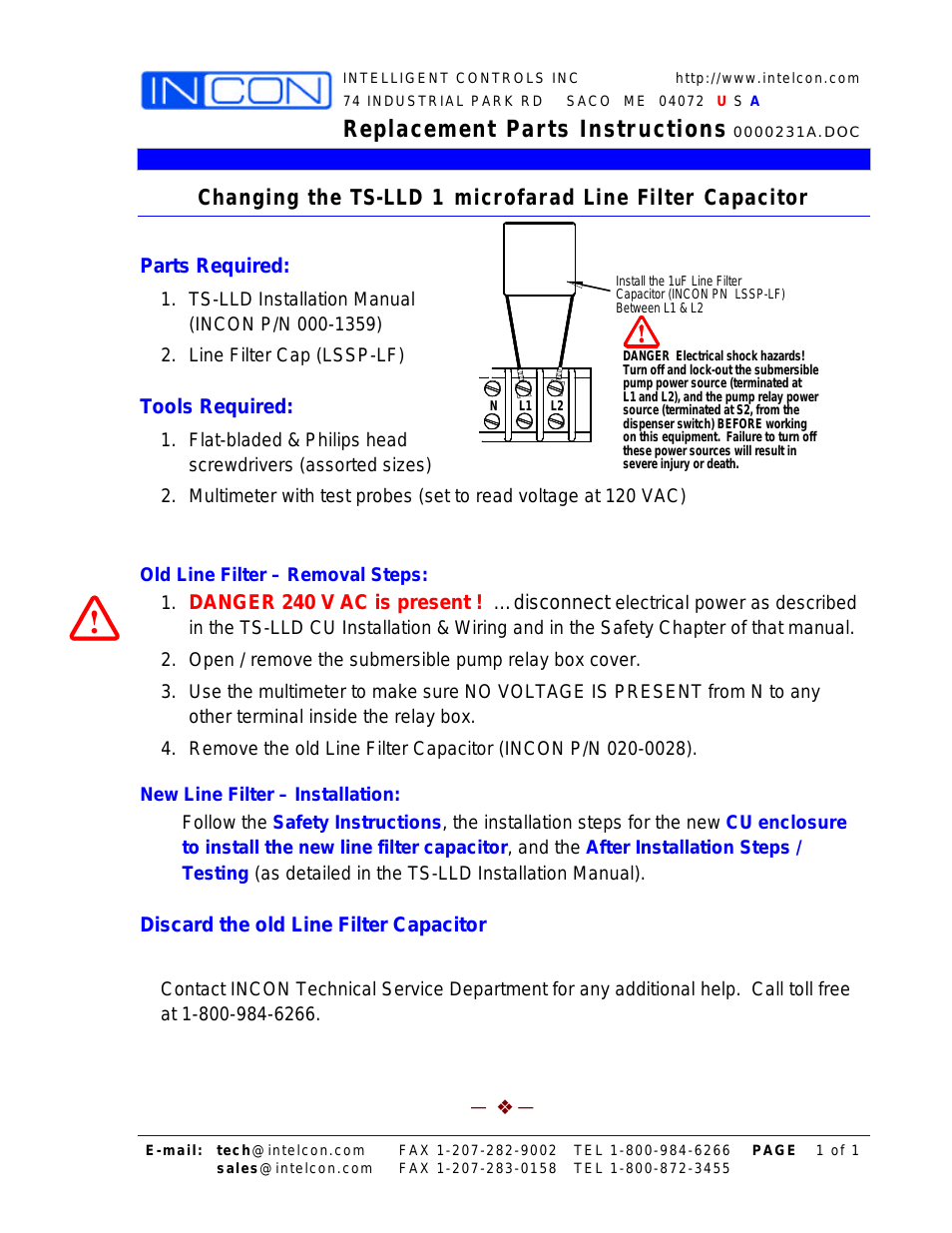 TS-LLD Changing the TS-LLD 1 microfarad Line Filter Capacitor