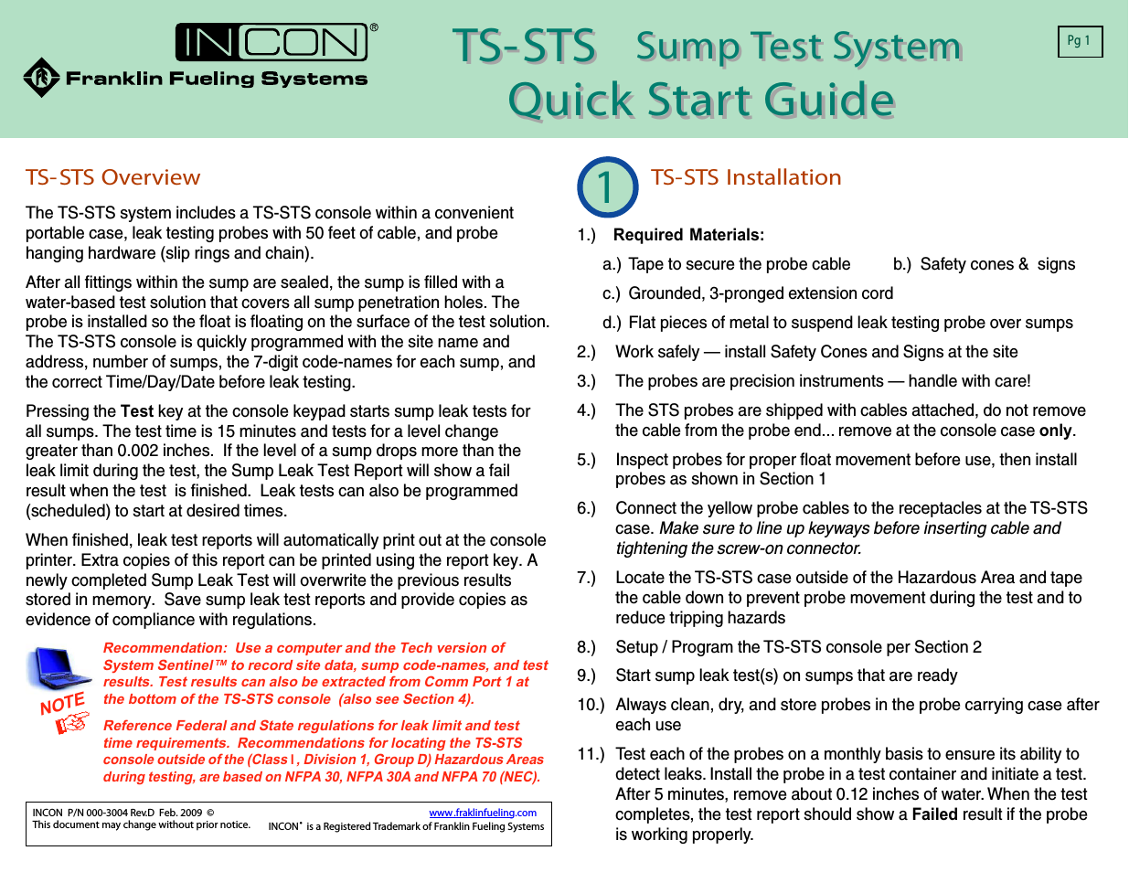 TS-STS Sump Test System Kit