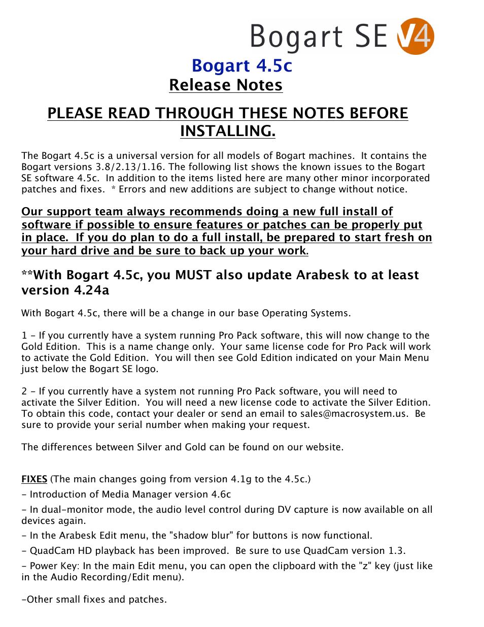 Bogart SE Ver.4 - 4.5c Release Notes