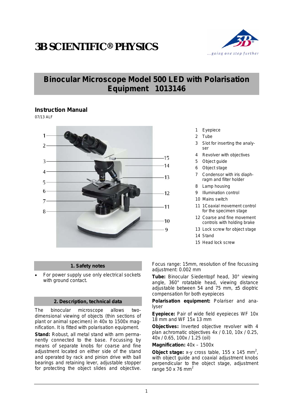 Binocular Microscope Model 500 LED with Polarisation Equipment