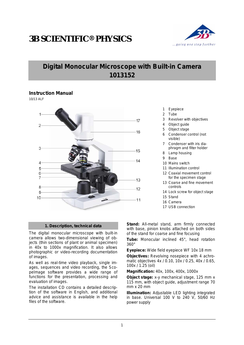 Digital Monocular Microscope with Built-in Camera