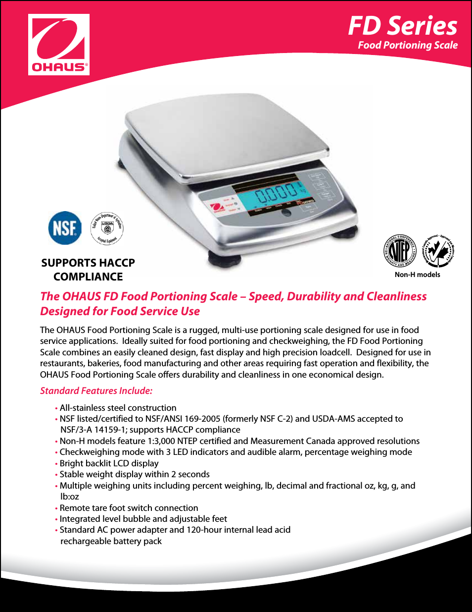 FD Series STAINLESS STEEL COMPACT SCALES Data Sheet