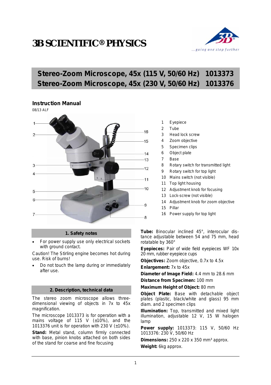 Stereo-Zoom Microscope, 45x (230 V, 50__60 Hz)