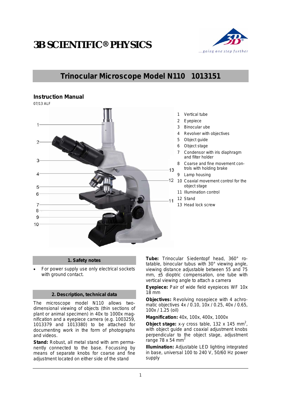 Trinocular Microscope Model N110