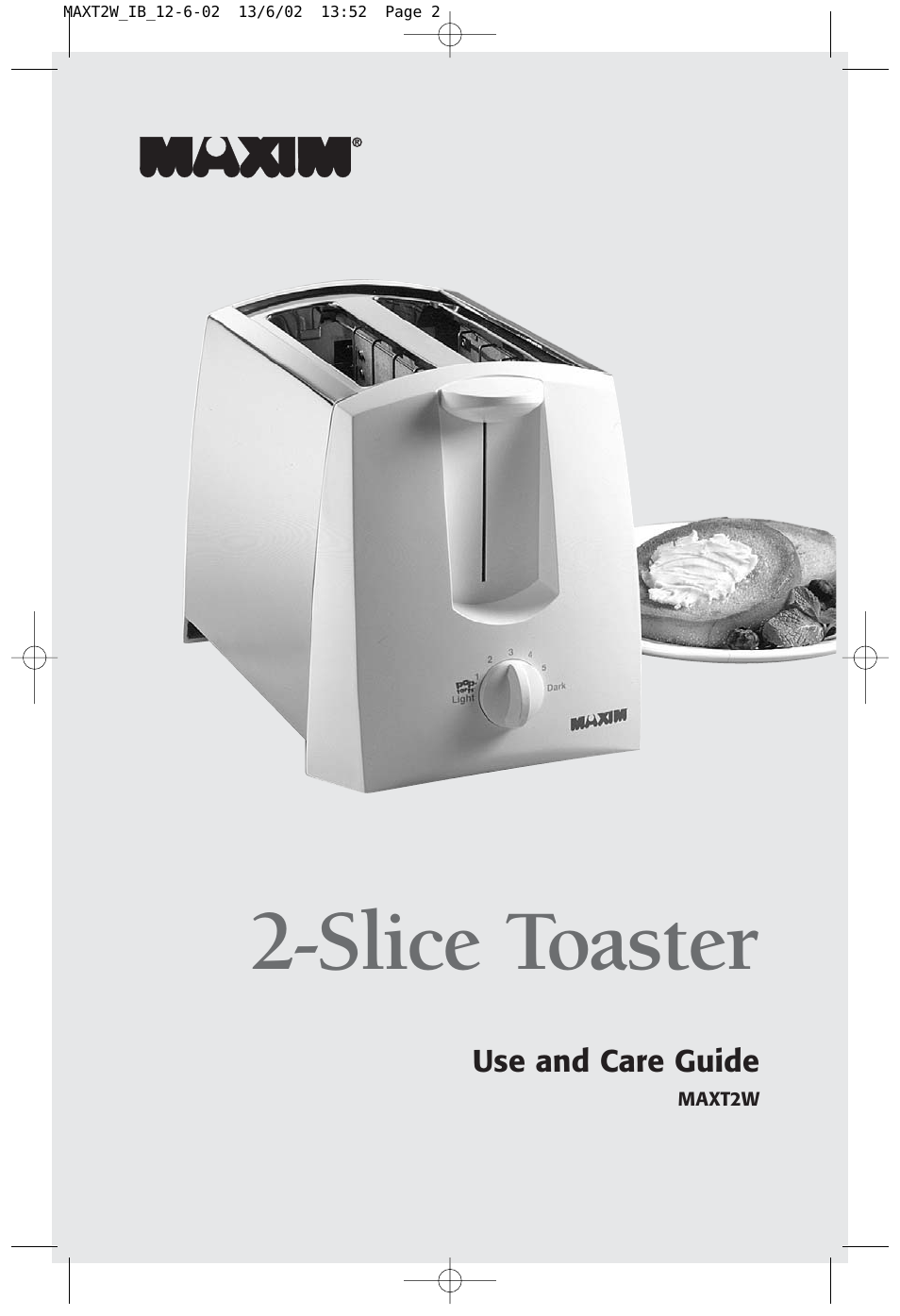2-Slice Toaster MAXT2W