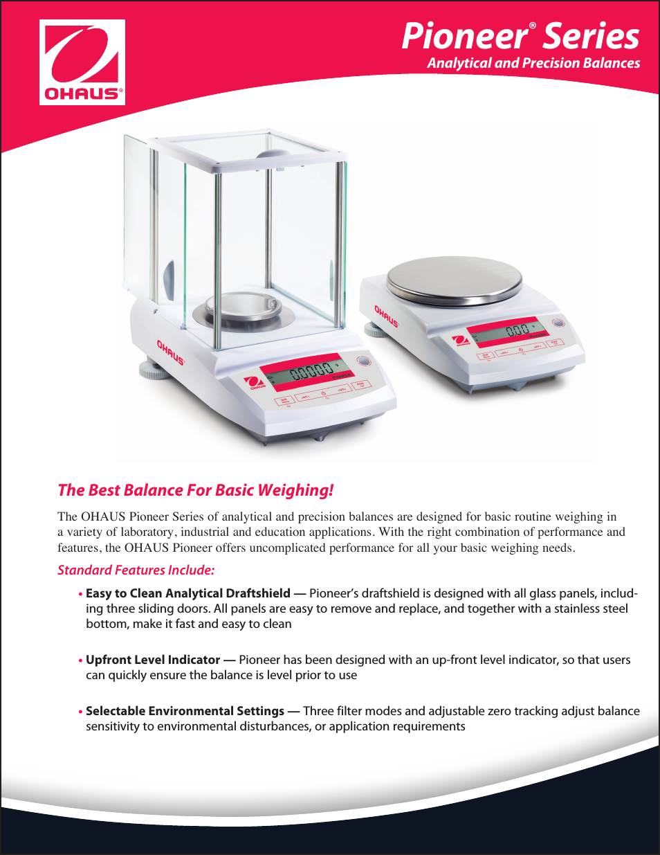 PIONEER ANALYTICAL AND PRECISION BALANCES Data Sheet