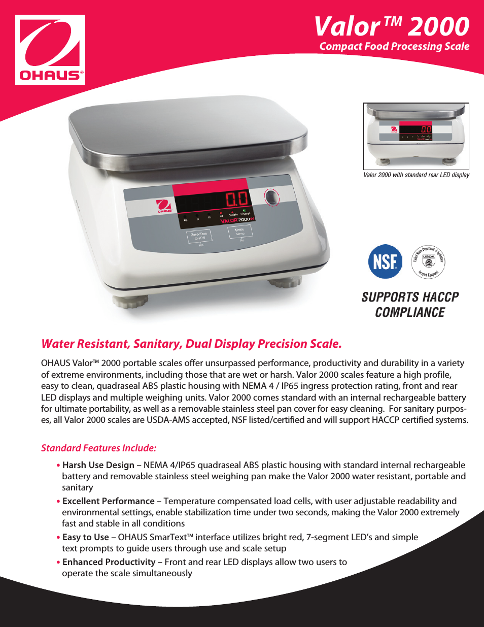 Valor 2000 COMPACT FOOD SCALES Data Sheet