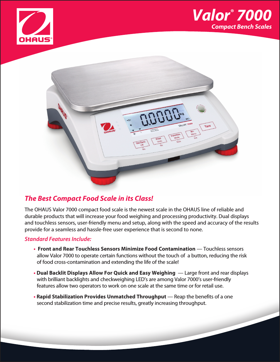 Valor 7000 Series COMPACT FOOD SCALES Data Sheet