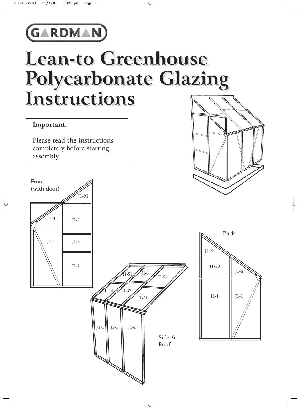 Lean-to Greenhouse Polycarbonate Glazing