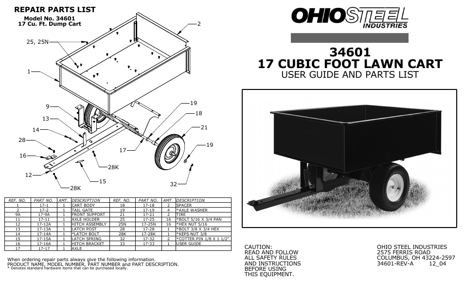 34601 20 Cu Ft Welded Steel Dump Cart