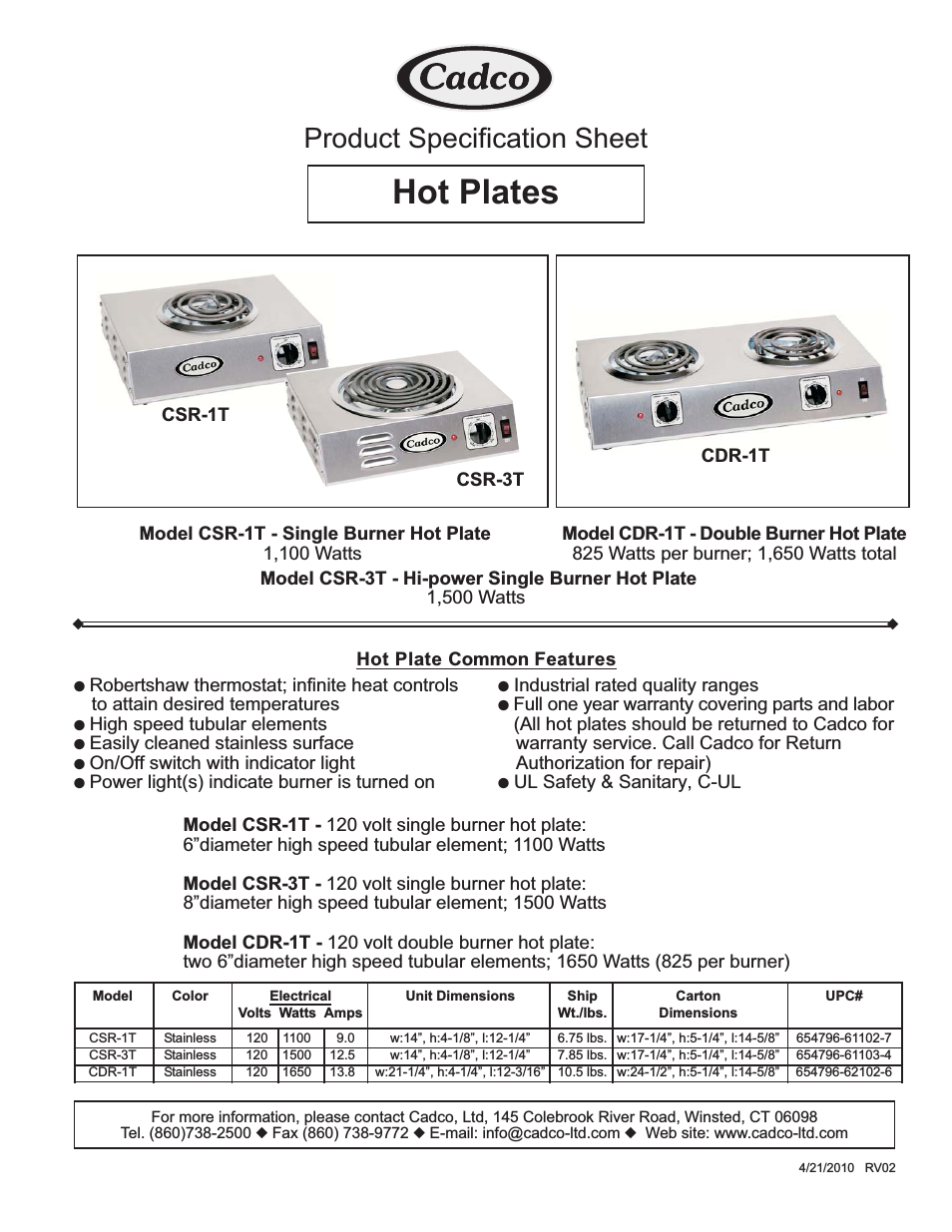 HOT PLATES CDR-1T