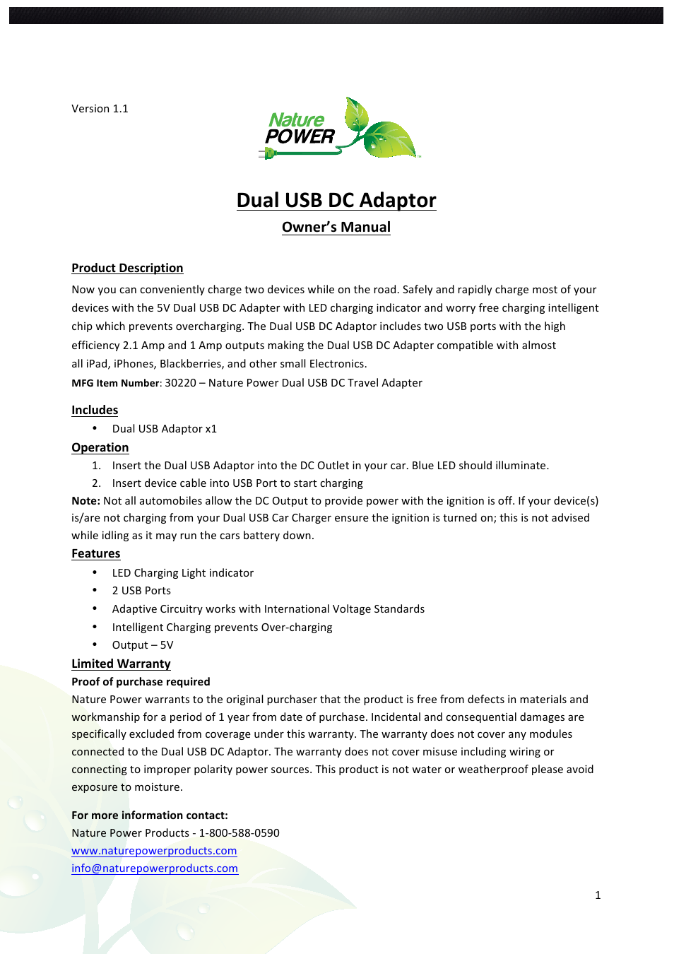 Dual USB DC Adaptor (30220)