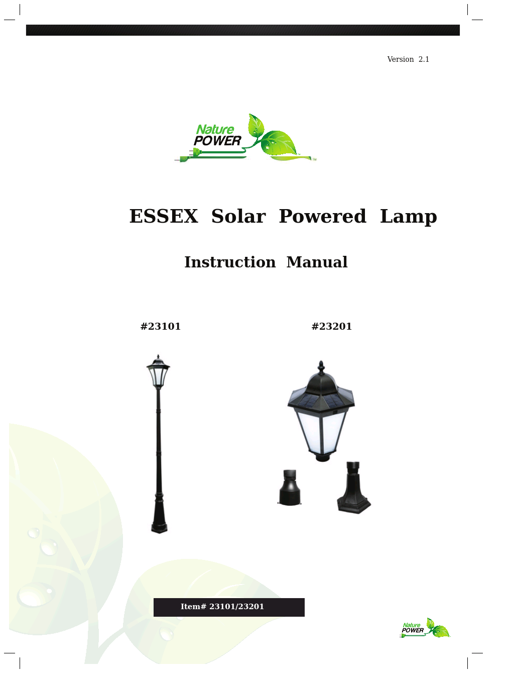 ESSEX Solar Powered Lamp (23201)