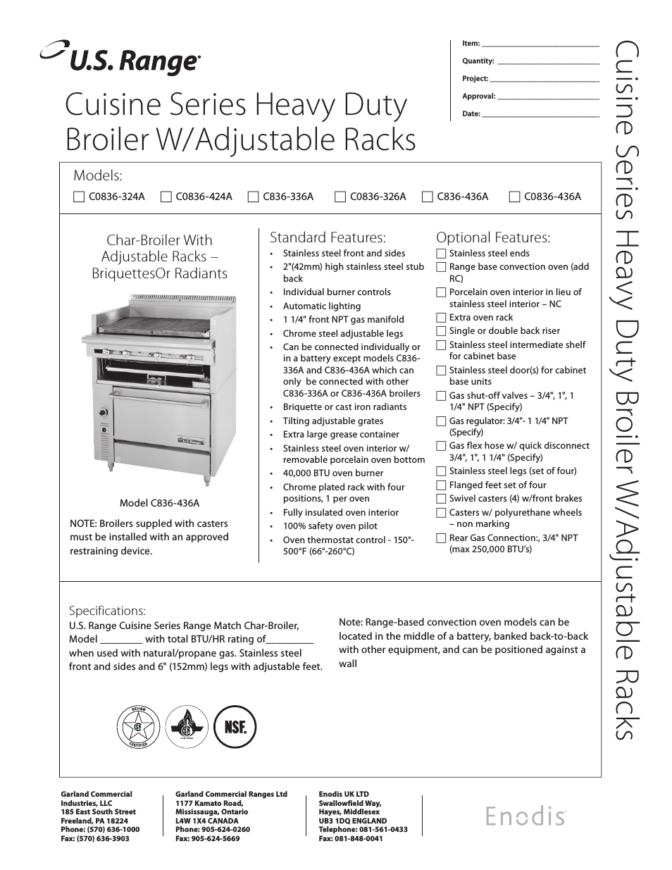 Cuisine Series Heavy Duty Broiler W/Adjustable Racks C0836-326A
