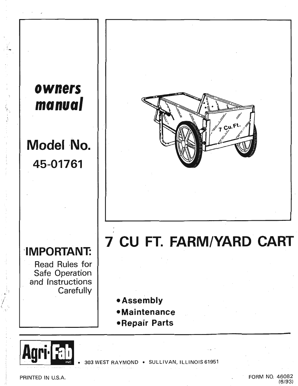 7 cu ft. Farm/Garden Cart 45-01761