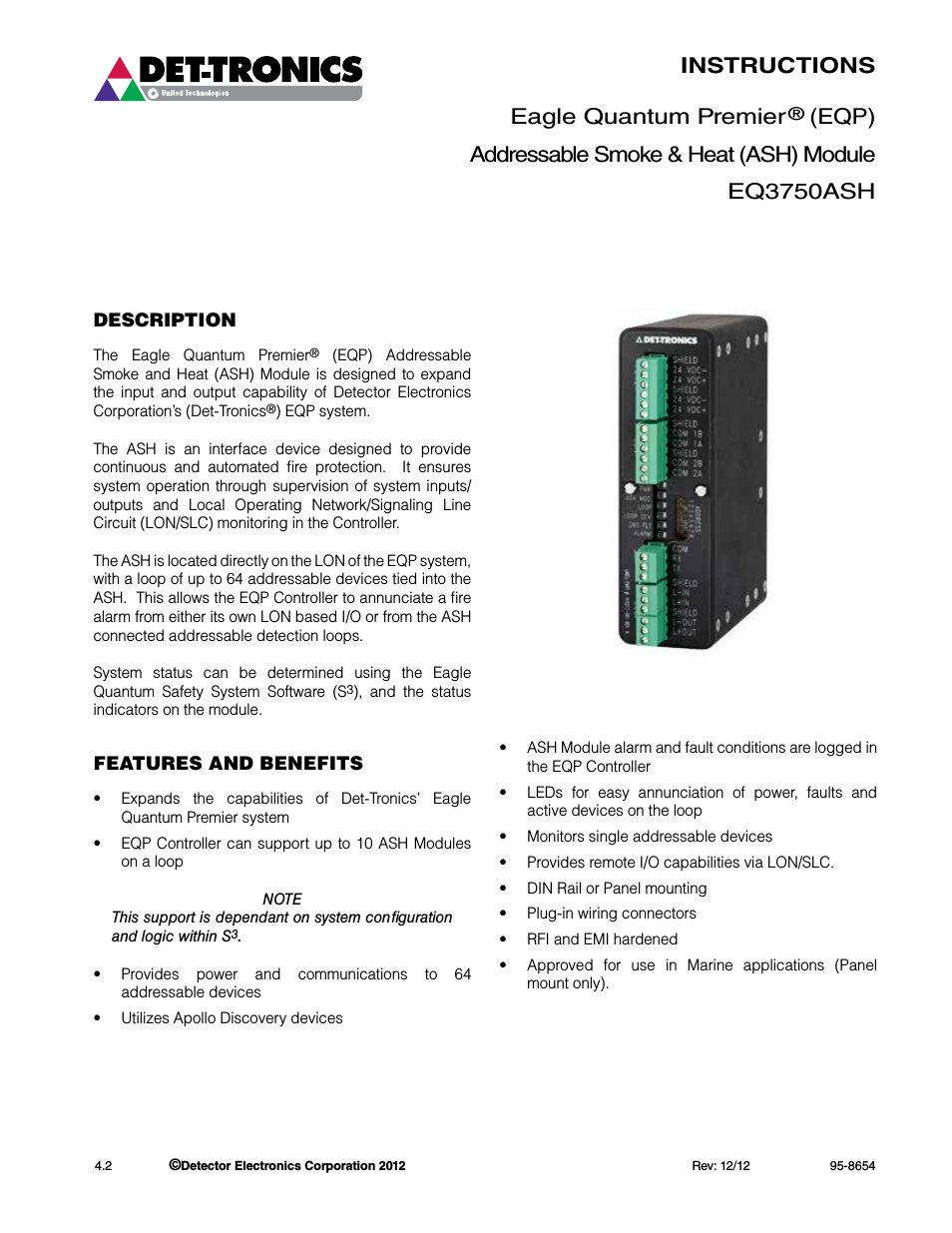 EQ3750ASH  EQP Addressable Smoke & Heat (ASH) Module
