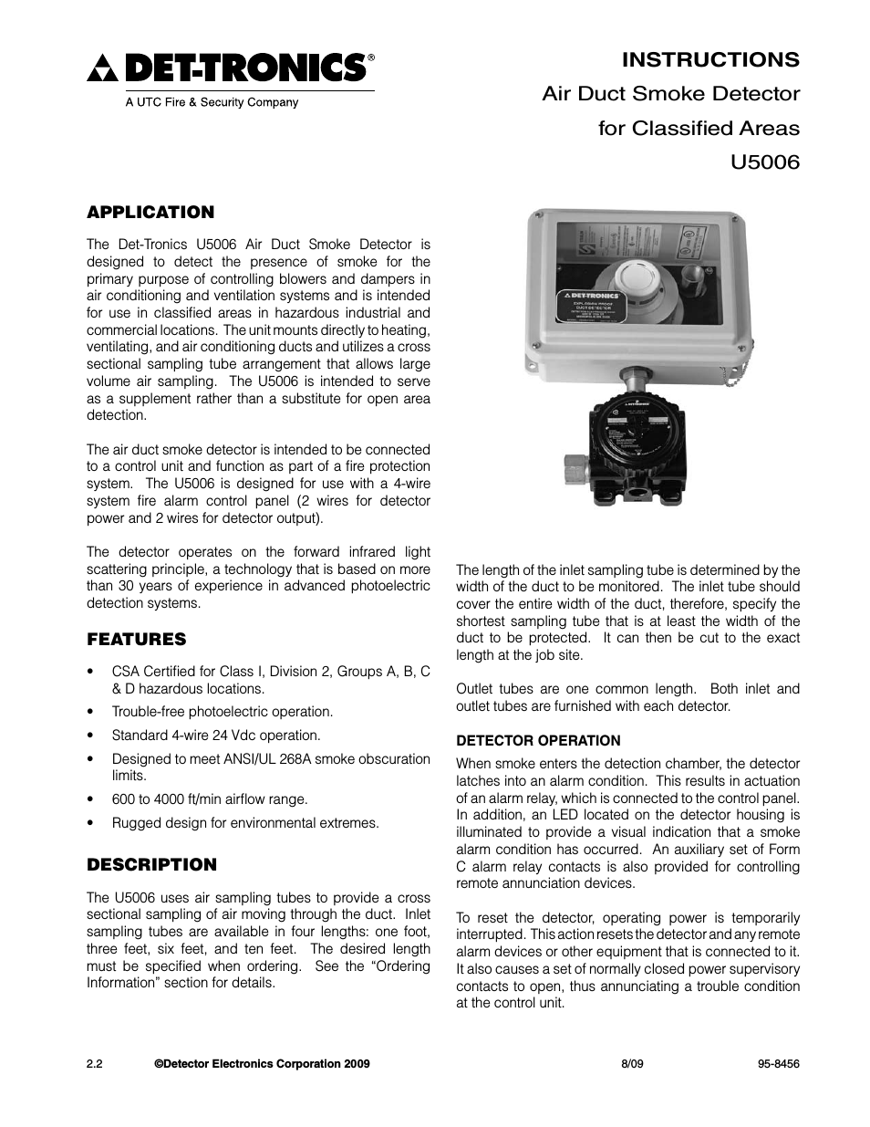 U5006 Air Duct Smoke Detector