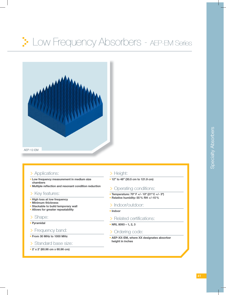 Low Frequency Absorbers - AEP-EM Series