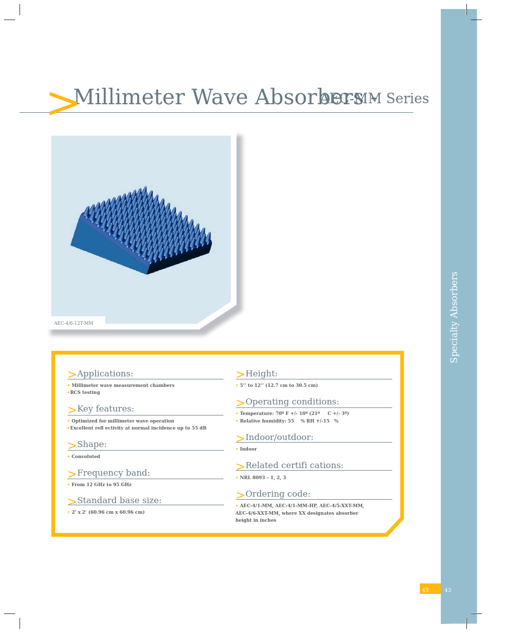 Millimeter Wave Absorbers - AEC-MM Series