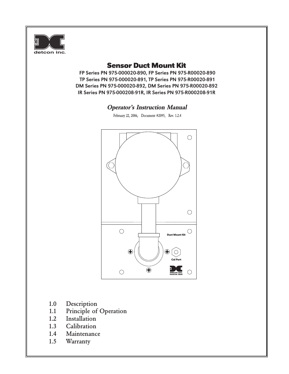 Sensor Duct Mount Kit FP/TP/DM/IR Series