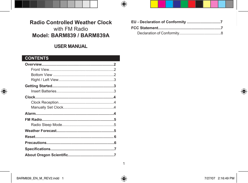 Radio Controlled Weather Clock BARM839