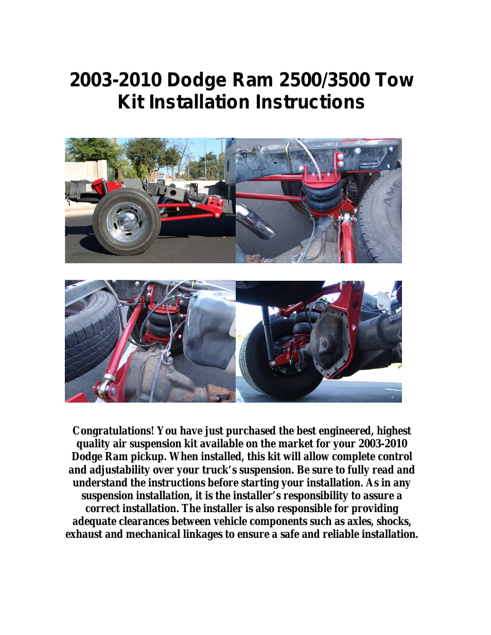 Tow Kit 2003-2012 Dodge Ram 2500_3500 4 Link