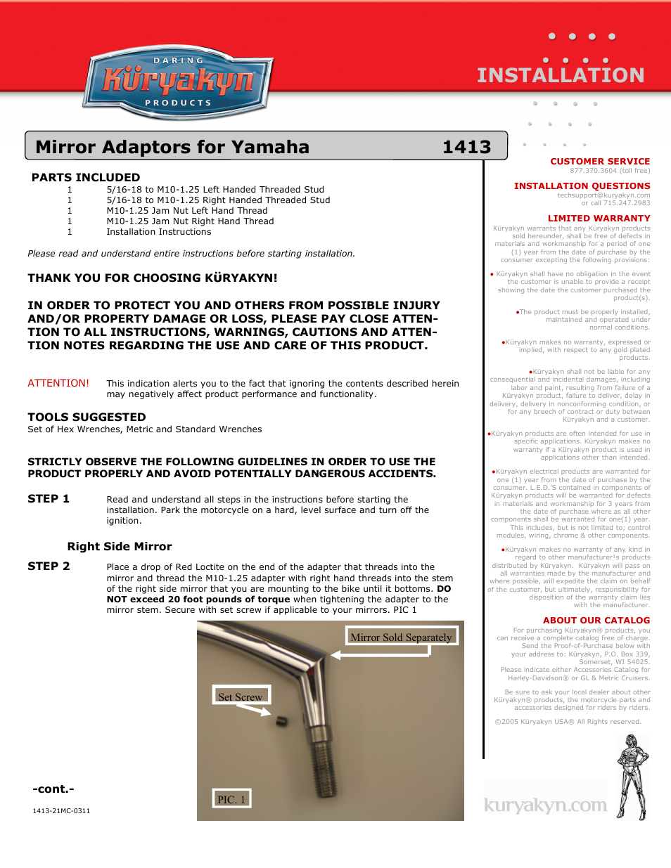 1413 Mirror Adaptors for Yamaha