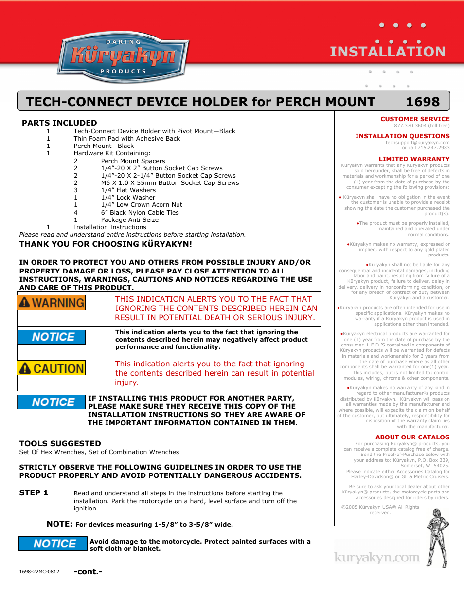 1698 TECH-CONNECT DEVICE HOLDER for PERCH MOUNT