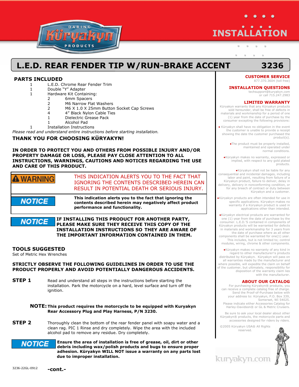 3236 L.E.D. REAR FENDER TIP W/RUN-BRAKE ACCENT