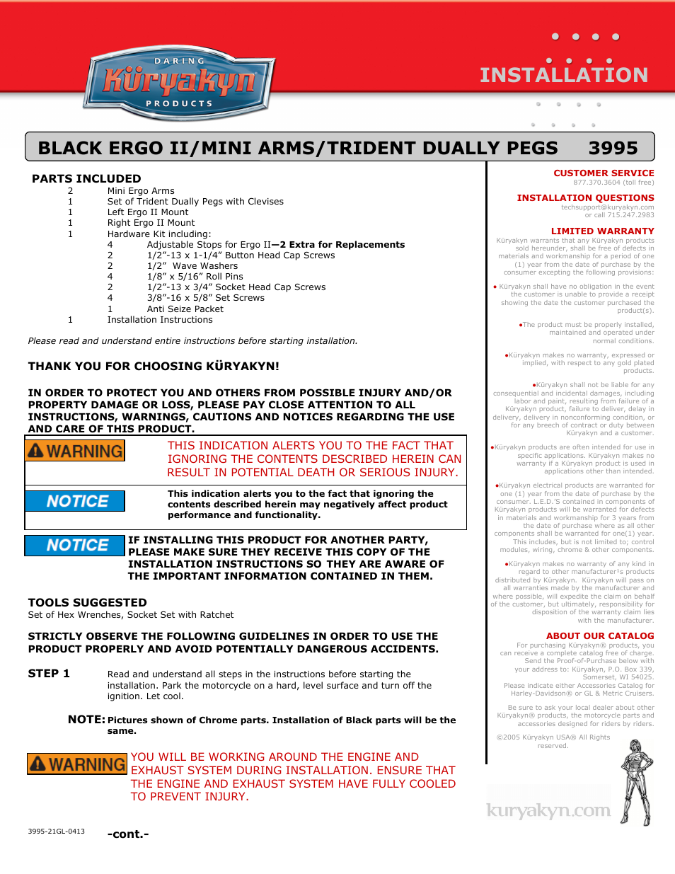 3995 BLACK ERGO II/MINI ARMS/TRIDENT DUALLY PEGS