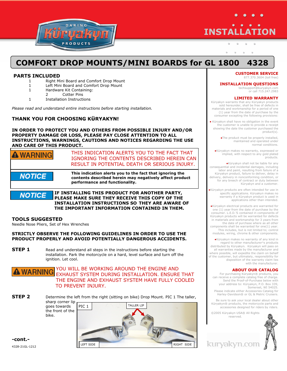 4328 COMFORT DROP MOUNTS/MINI BOARDS for GL 1800