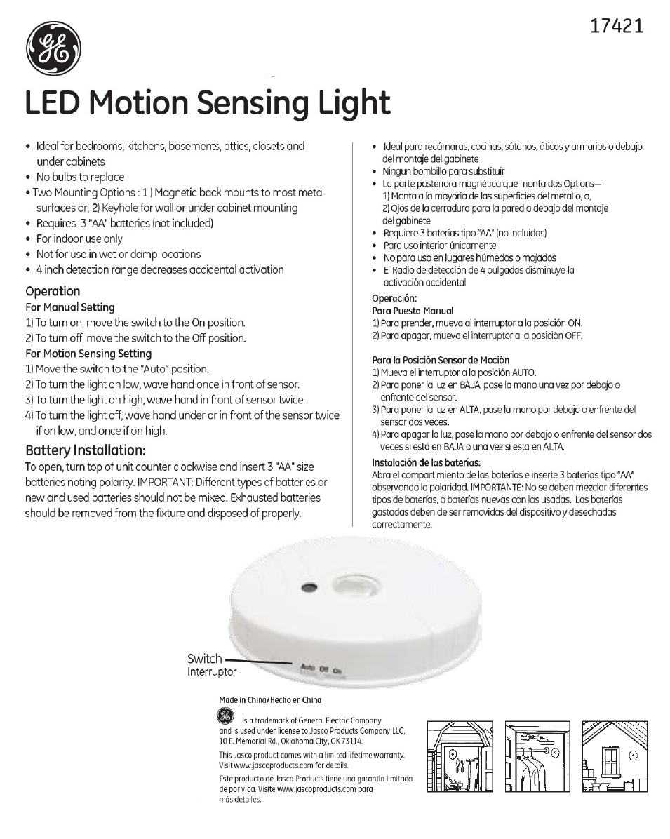 17421 GE LED Motion Sensing Light