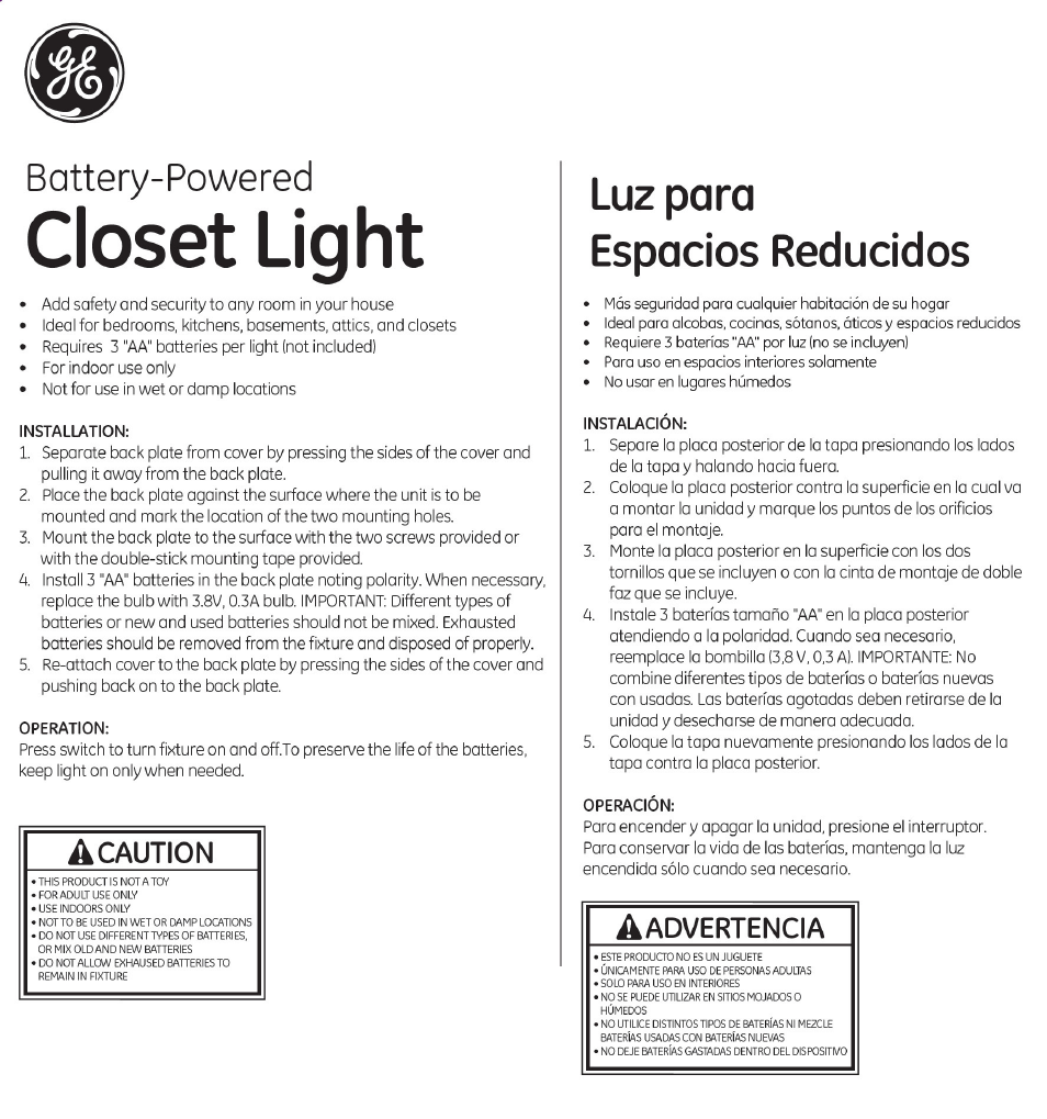 54831 GE Closet Light  Switch 2 pack