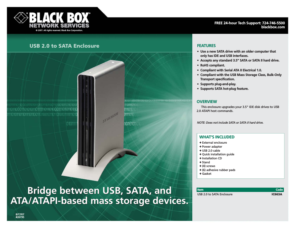 USB 2.0 to SATA Enclosure