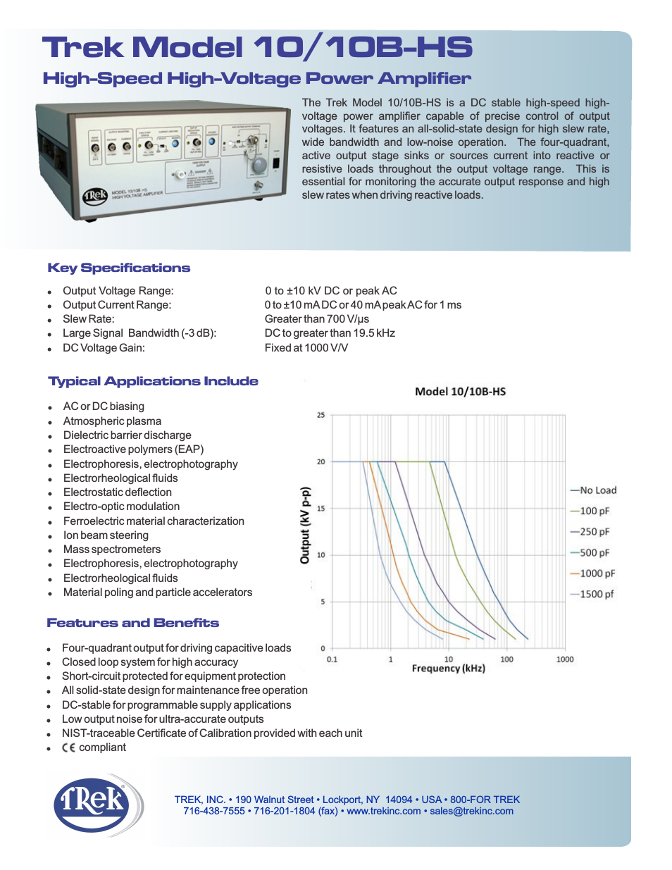 10-10B-HS High-Voltage Power Amplifier