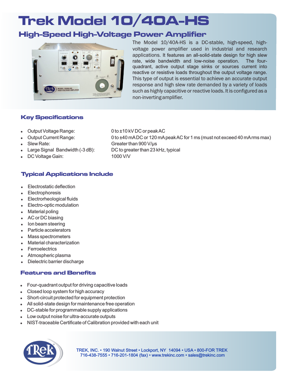 10-40A-hs High-Voltage Power Amplifier