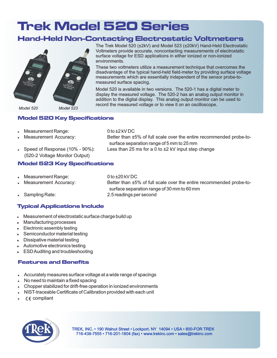 520 Series Hand-Held Non-Contacting Electrostatic Voltmeters