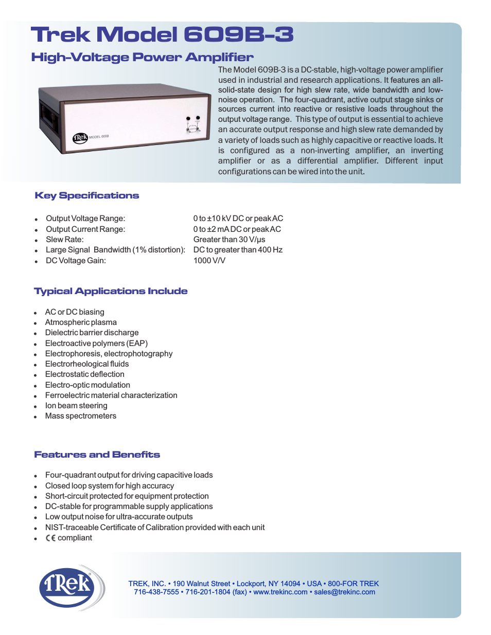 609B-3 High-Voltage Power Amplifier