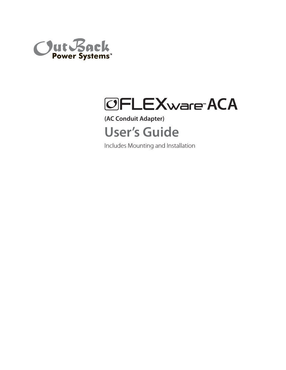 FLEXware ACA AC Conduit Adapter Users Guide