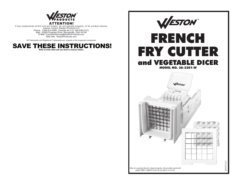 French Fry Cutter & Vegetable Dicer