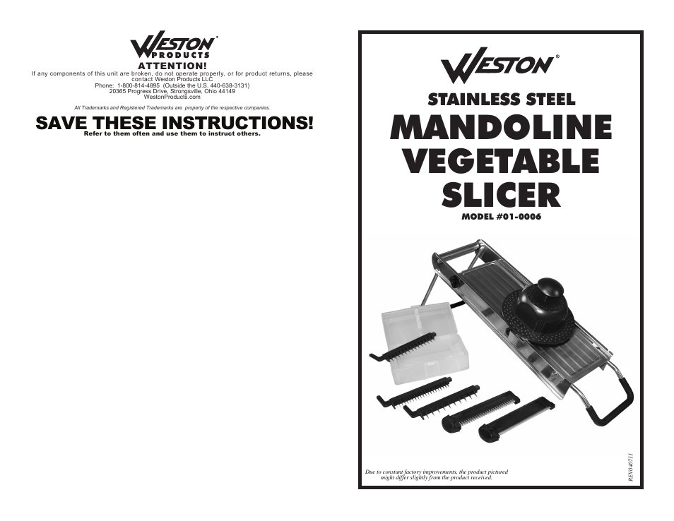 Stainless Steel Mandoline Vegetable Slicer