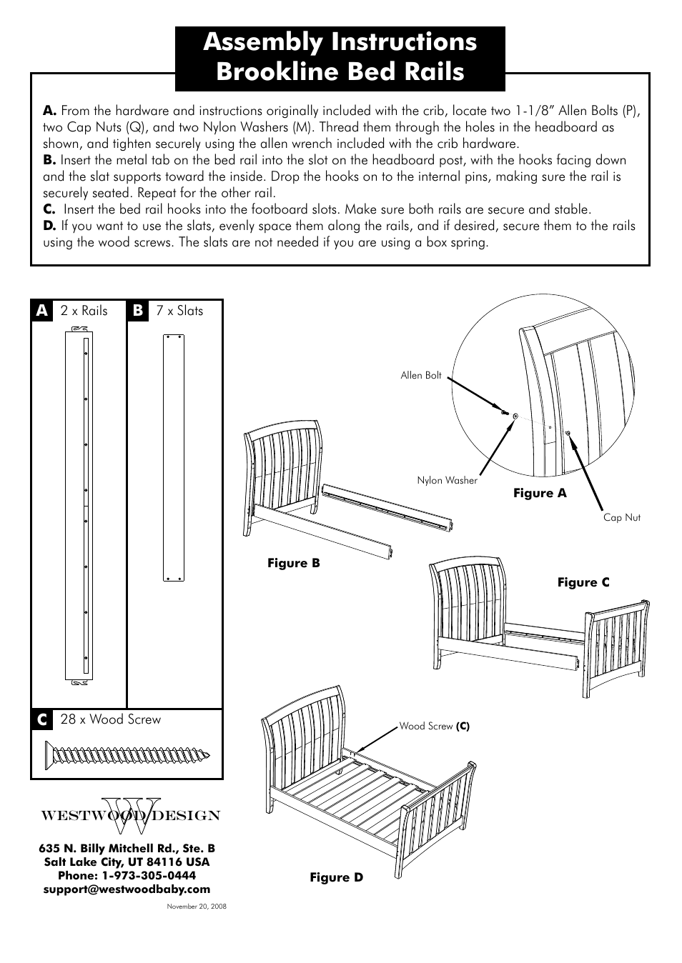 Brookline Convertible Crib Bed Rail Kit
