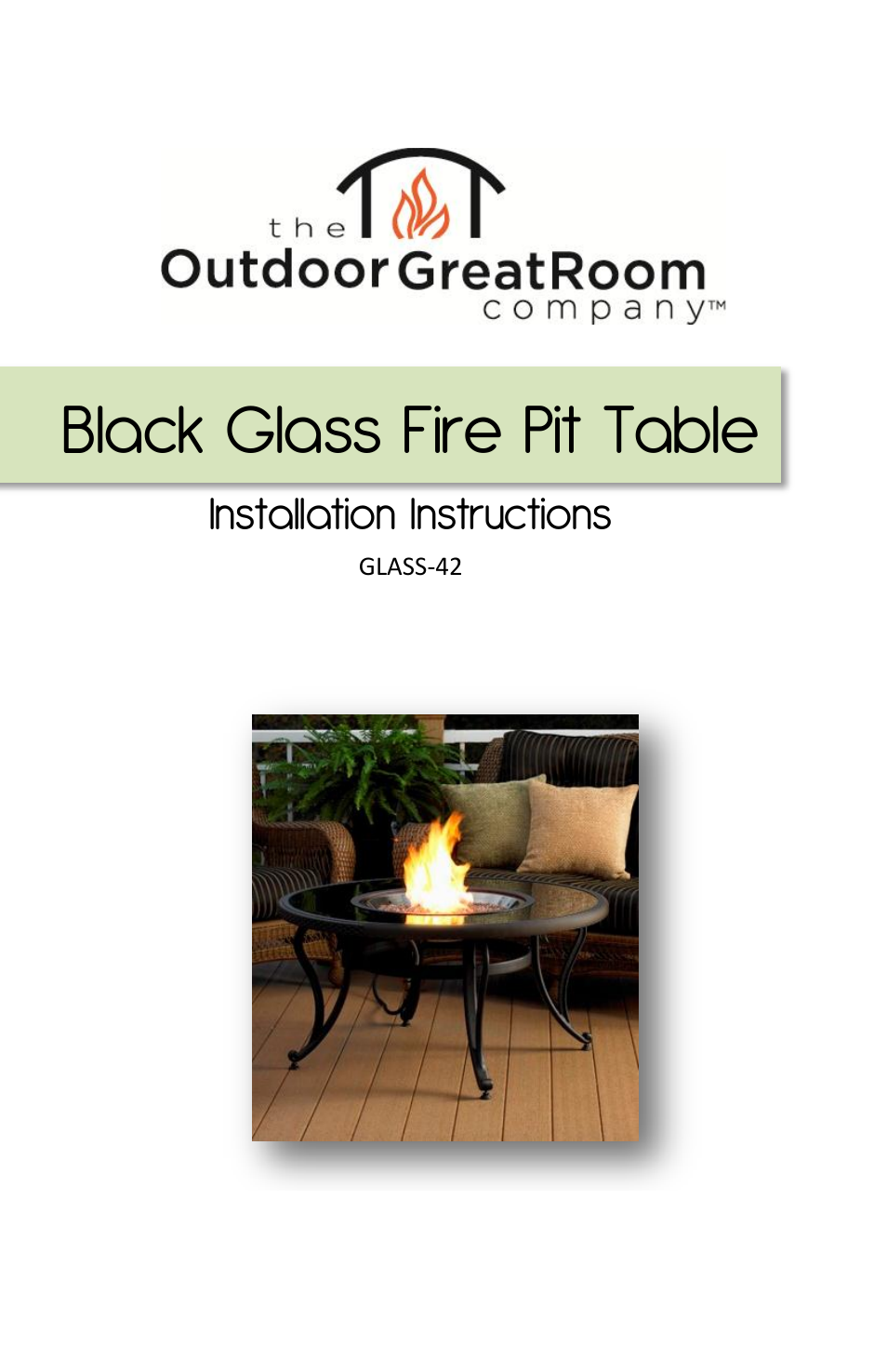 Black Glass Fire Pit Table (Glass 42)