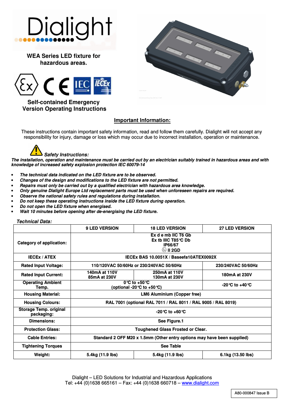 SafeSite LED Emergency Bulkhead - ATEX/IECEx