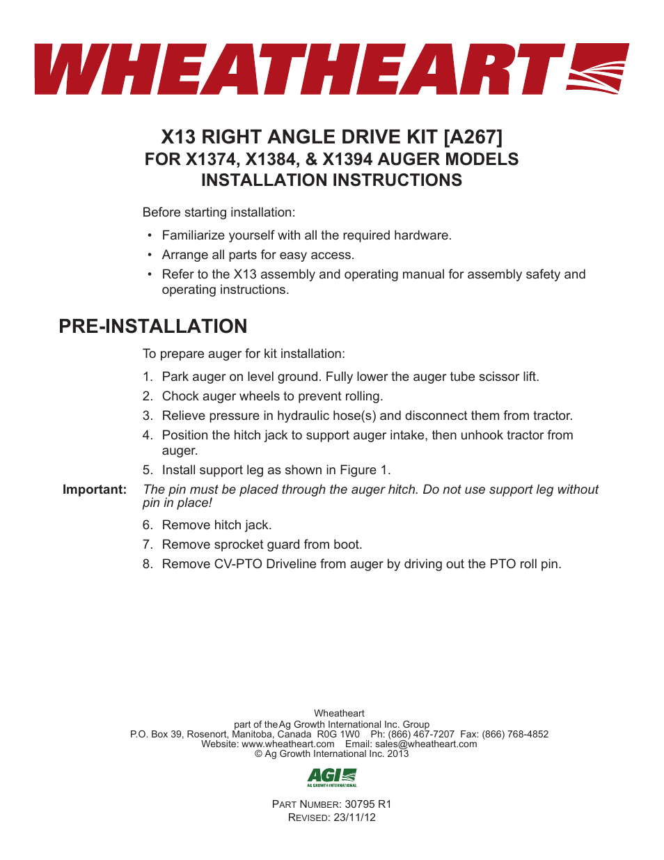 X13 Right Angle Drive Kit