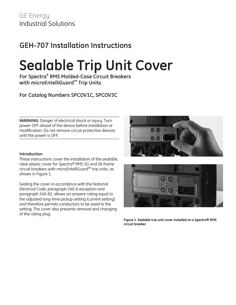 Sealable Trip Unit Cover